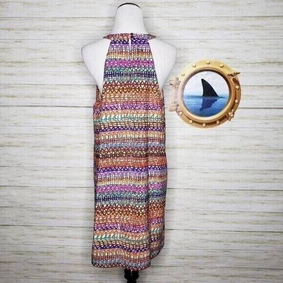 CeCe by Cynthia Steffe halter dress colorful high neck loose fit size 10 NEW - Picture 5 of 13